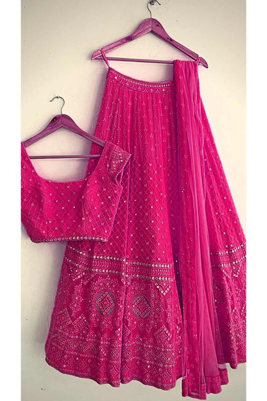 Designer Pink Lehenga Choli For Women - Joshindia