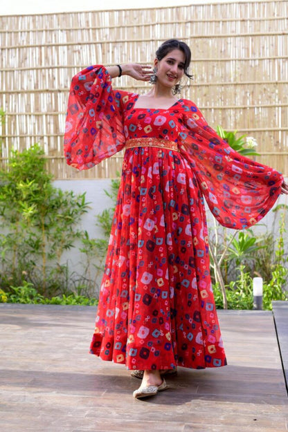 Floral Printed Baloon Sleeve Maxi Dress Buy Online
