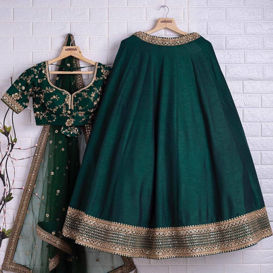 Mehendi green asymmetrical gown – SRISHTI