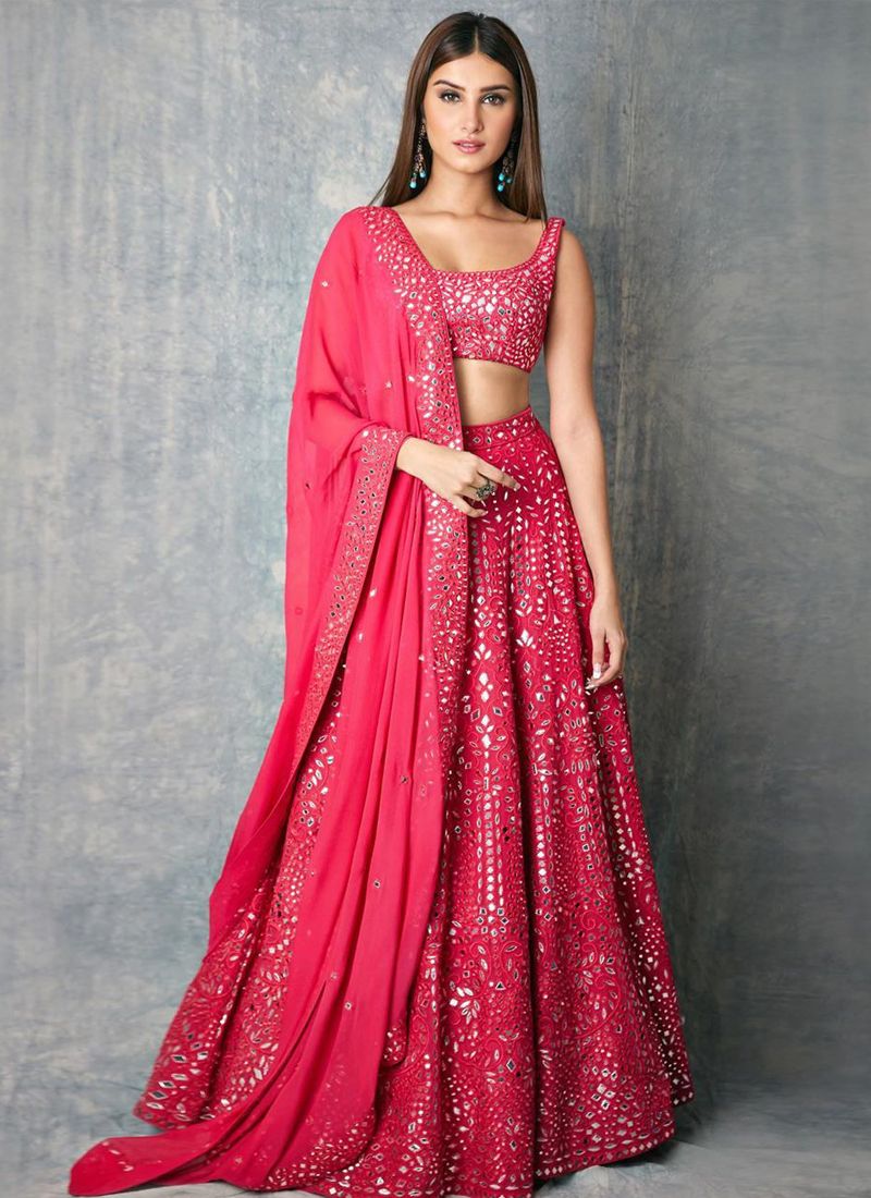 Latest Pink color lehenga choli for wedding function at affordable price