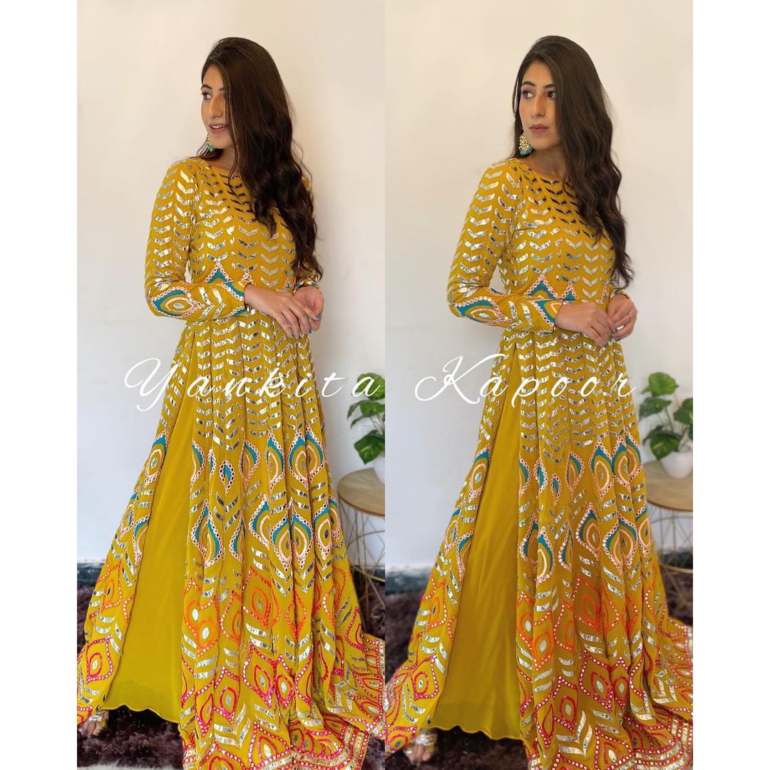 Yellow color trending floor length salwar suit buy now - Joshindia